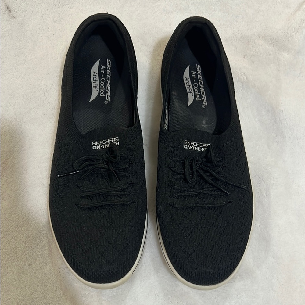 Skechers Black Knit Slip-Ons